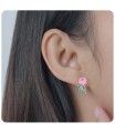 Pink Rose Silver Ear Stud STS-3468 (CO5+CO14+CO15)